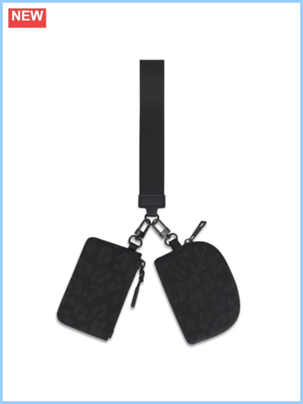 Wristlet Wallet Dual Pouch Detachable Keychain Coin Purse Nylon Zip Around